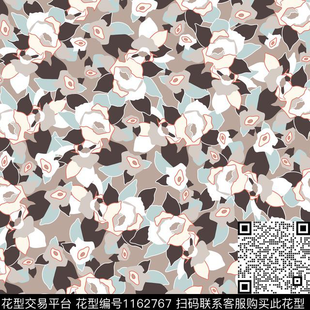 方巾几何花卉抽象花卉传统印花华亿平台下载（图片编号: 1162767） - 瓦栏（Walan）