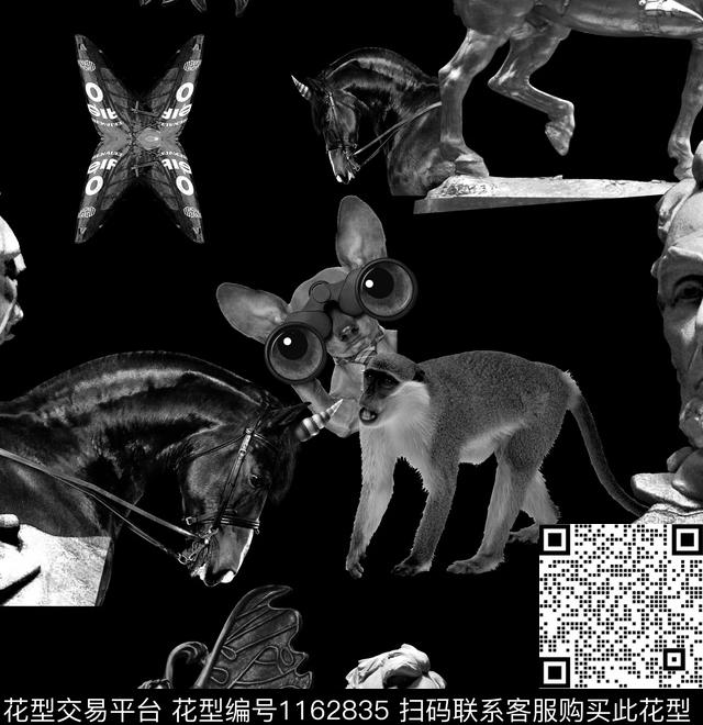 抽象潮牌动物数码印花华亿平台下载（图片编号: 1162835） - 瓦栏（Walan）