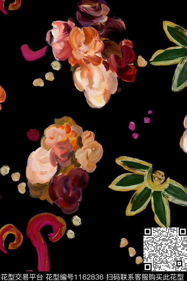 民族花卉花卉水粉数码印花华亿平台下载（图片编号: 1162836） - 瓦栏（Walan）