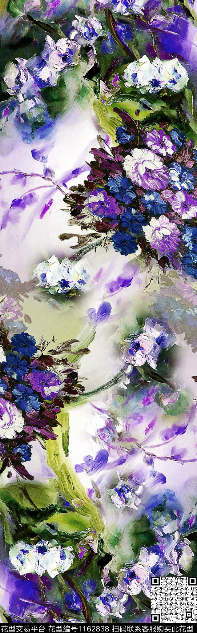 油画华亿平台抽象花卉披肩长巾数码印花华亿平台下载（图片编号: 1162838） - 瓦栏（Walan）