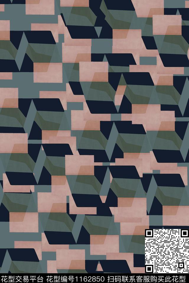 几何格子复古数码印花华亿平台下载（图片编号: 1162850） - 瓦栏（Walan）