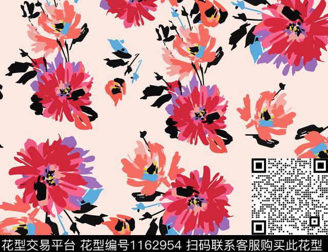 水彩花卉手绘花卉手绘玫瑰传统印花华亿平台下载（图片编号: 1162954） - 瓦栏（Walan）