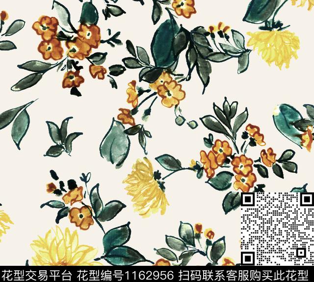 水彩花卉手绘花卉热带华亿平台传统印花华亿平台下载（图片编号: 1162956） - 瓦栏（Walan）