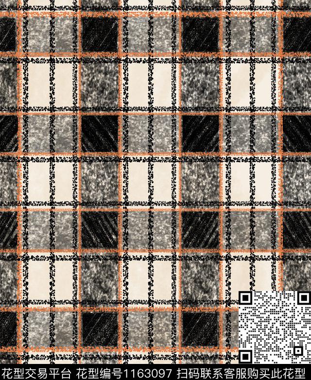 几何格子大牌风数码印花华亿平台下载（图片编号: 1163097） - 瓦栏（Walan）