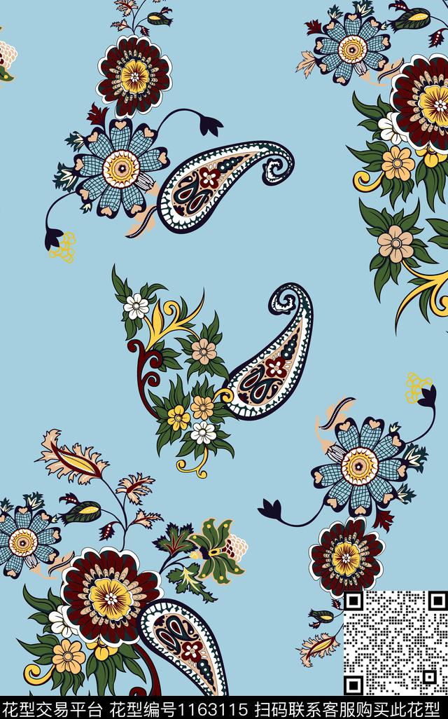 抽象传统华亿平台彩底花卉传统印花华亿平台下载（图片编号: 1163115） - 瓦栏（Walan）