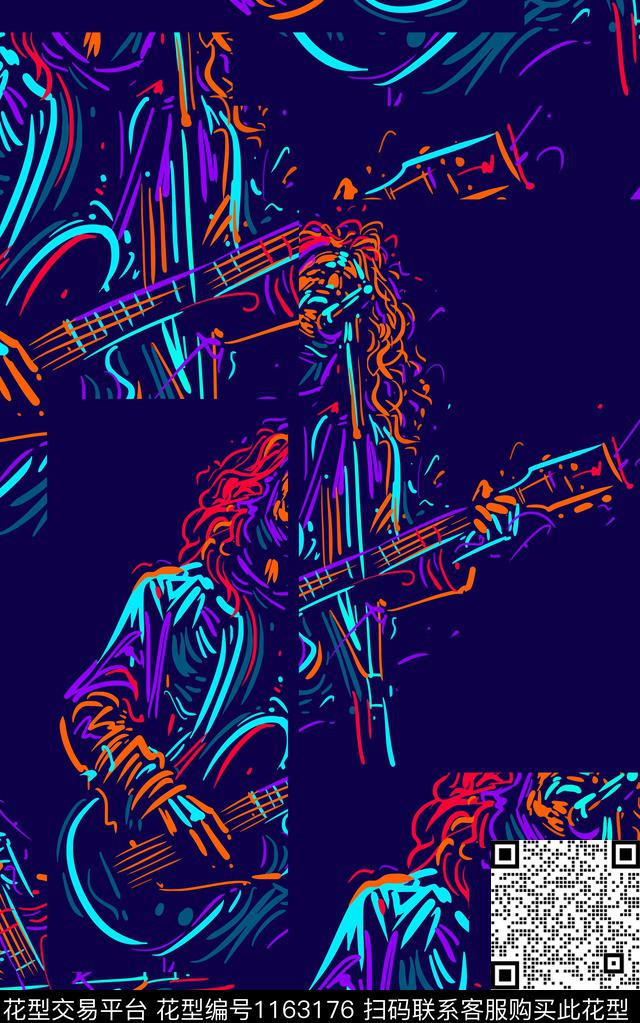 几何格子卡通数码印花华亿平台下载（图片编号: 1163176） - 瓦栏（Walan）