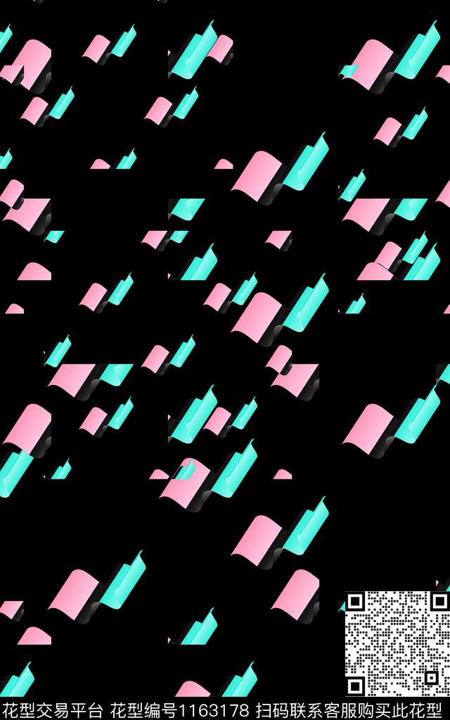 几何格子卡通数码印花华亿平台下载（图片编号: 1163178） - 瓦栏（Walan）