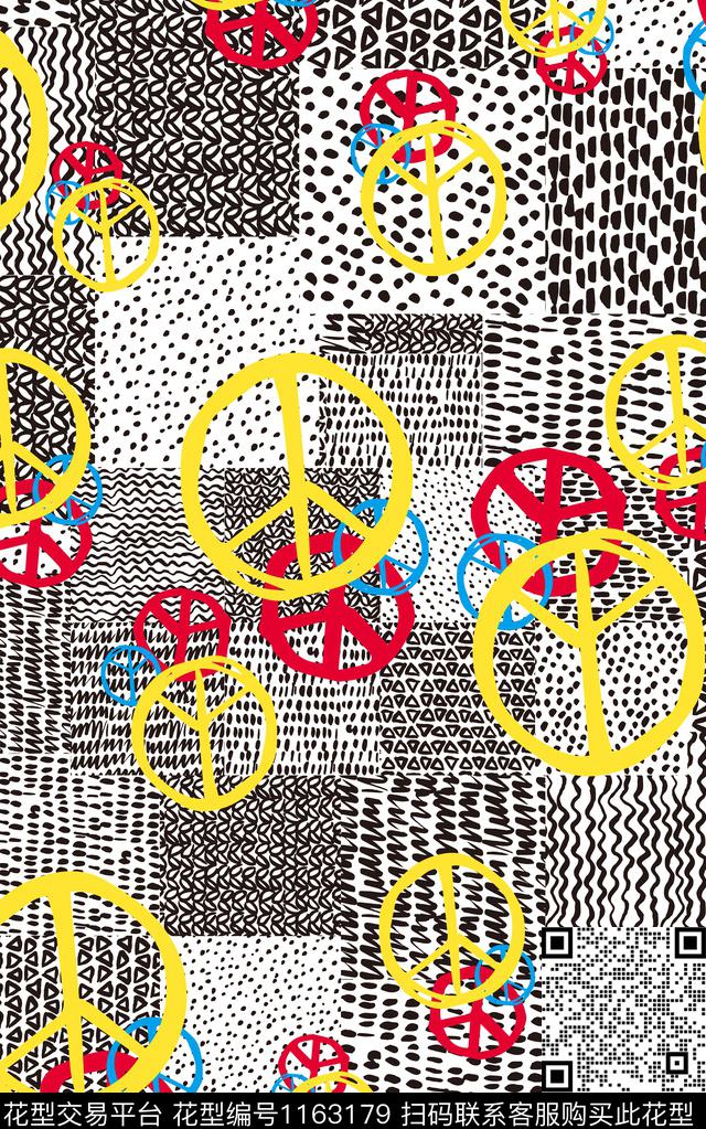 几何格子卡通数码印花华亿平台下载（图片编号: 1163179） - 瓦栏（Walan）