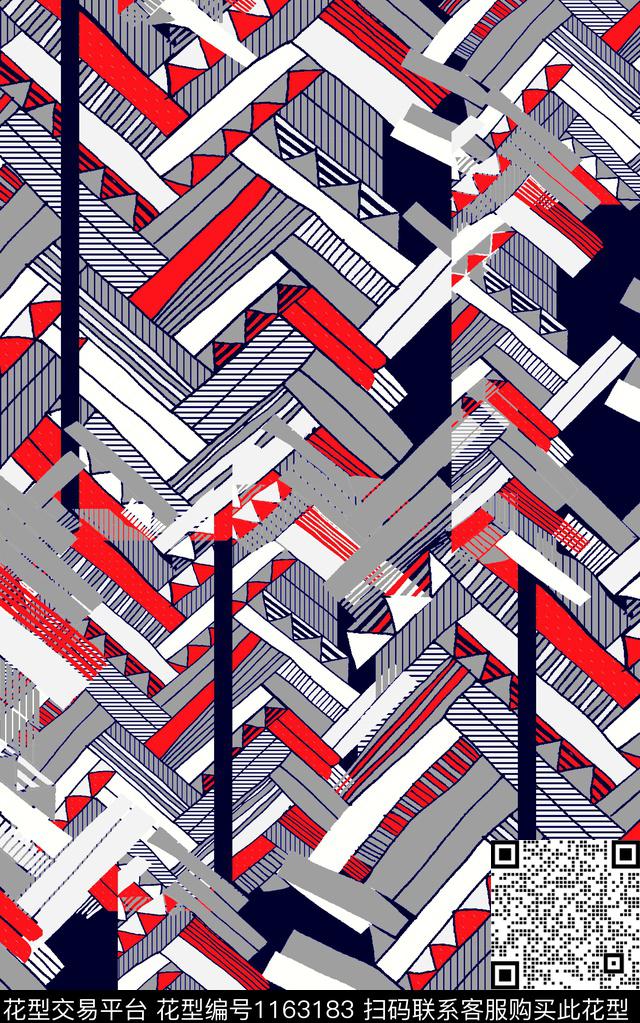几何格子卡通数码印花华亿平台下载（图片编号: 1163183） - 瓦栏（Walan）