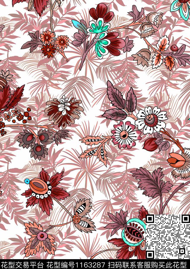 小碎花民族花卉淑女数码印花华亿平台下载（图片编号: 1163287） - 瓦栏（Walan）