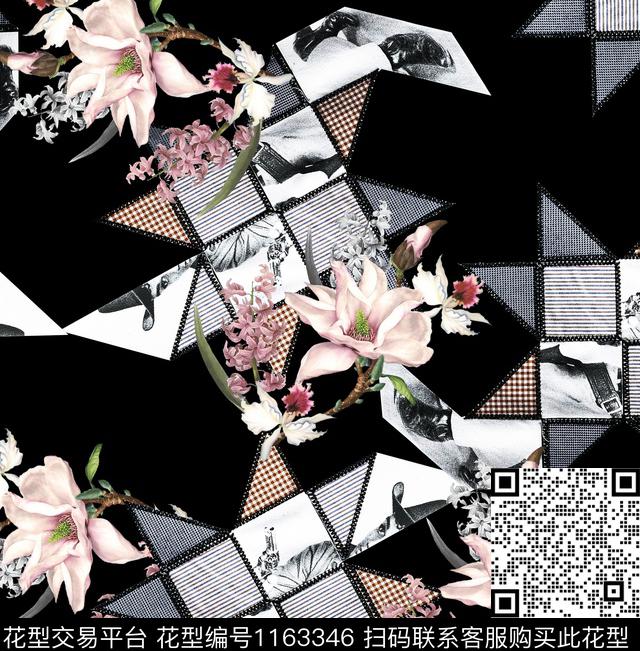 抽象潮牌几何数码印花华亿平台下载（图片编号: 1163346） - 瓦栏（Walan）