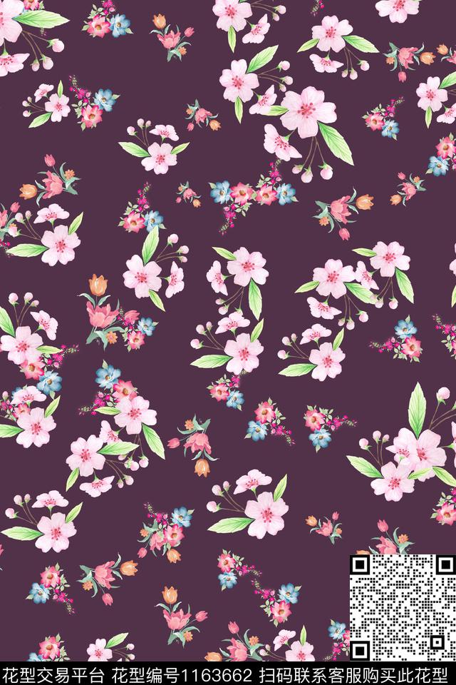 水彩花卉小碎花数码华亿平台传统印花华亿平台下载（图片编号: 1163662） - 瓦栏（Walan）