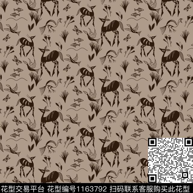 动物大牌风动物花卉传统印花华亿平台下载（图片编号: 1163792） - 瓦栏（Walan）