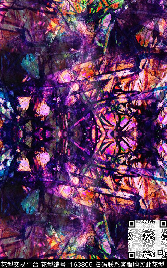 抽象时尚女装数码印花华亿平台下载（图片编号: 1163805） - 瓦栏（Walan）