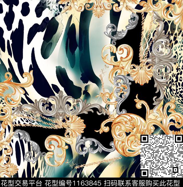 抽象宫廷风动物纹数码印花华亿平台下载（图片编号: 1163845） - 瓦栏（Walan）