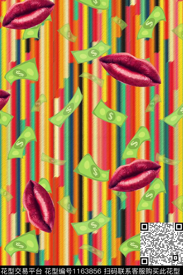 条纹嘴钱数码印花华亿平台下载（图片编号: 1163856） - 瓦栏（Walan）