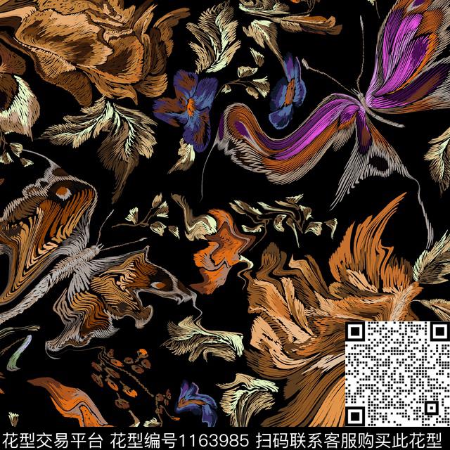 数码华亿平台花卉大牌风数码印花华亿平台下载（图片编号: 1163985） - 瓦栏（Walan）