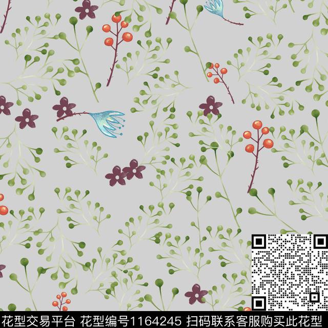 大牌风花卉绿植树叶数码印花华亿平台下载（图片编号: 1164245） - 瓦栏（Walan）