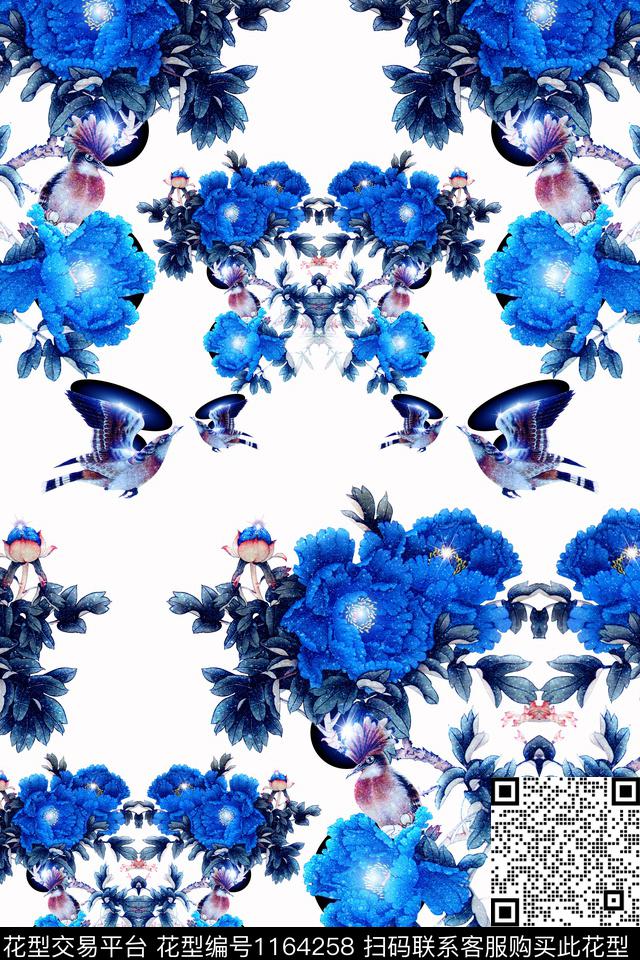 抽象大牌风水墨风数码印花华亿平台下载（图片编号: 1164258） - 瓦栏（Walan）