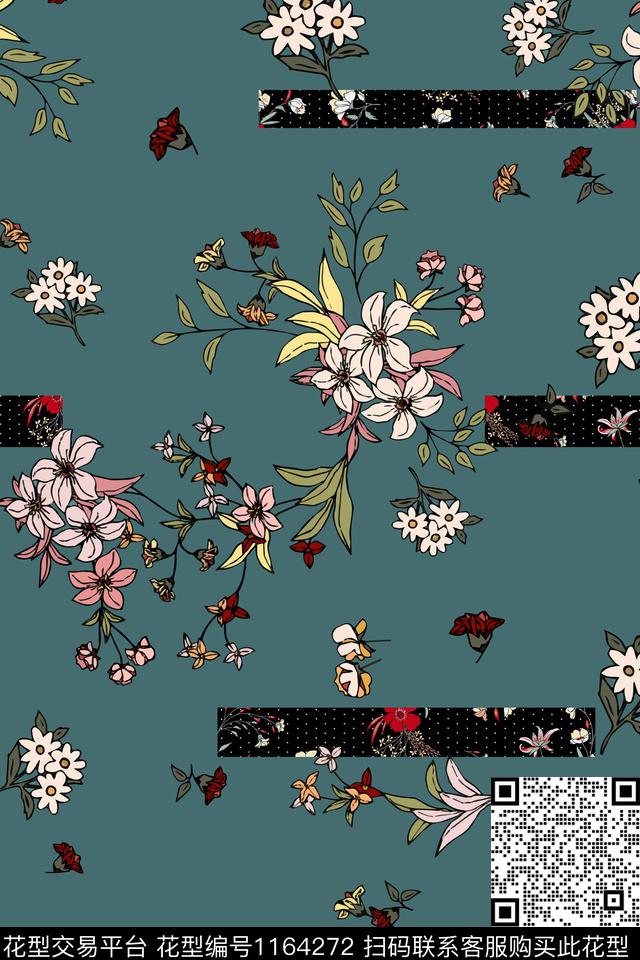 花卉女装满版散花数码印花华亿平台下载（图片编号: 1164272） - 瓦栏（Walan）