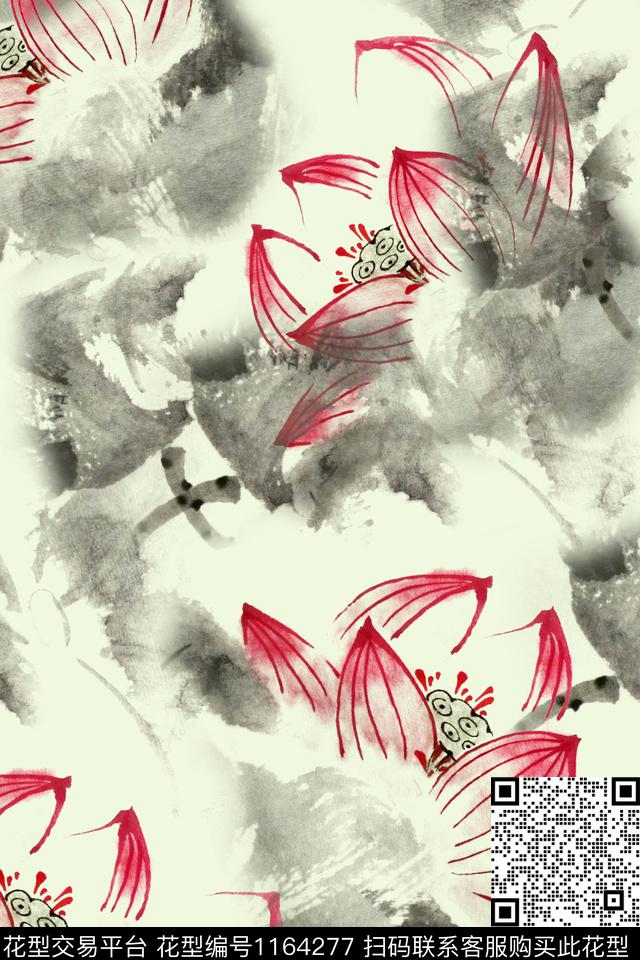 花卉满版散花女装数码印花华亿平台下载（图片编号: 1164277） - 瓦栏（Walan）