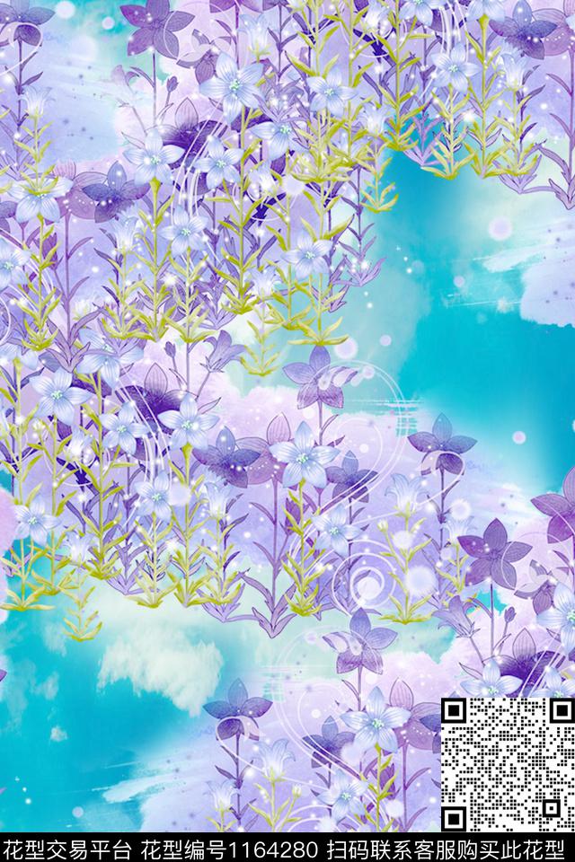 花卉女装满版散花数码印花华亿平台下载（图片编号: 1164280） - 瓦栏（Walan）