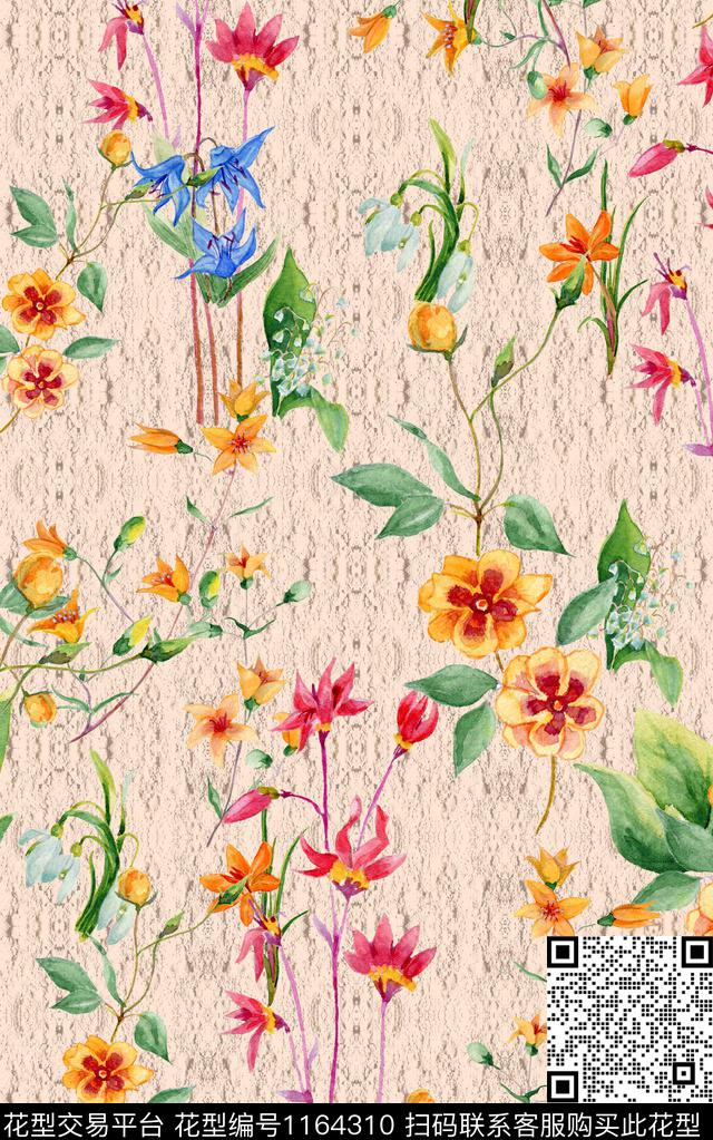 少女花卉小碎花数码印花华亿平台下载（图片编号: 1164310） - 瓦栏（Walan）