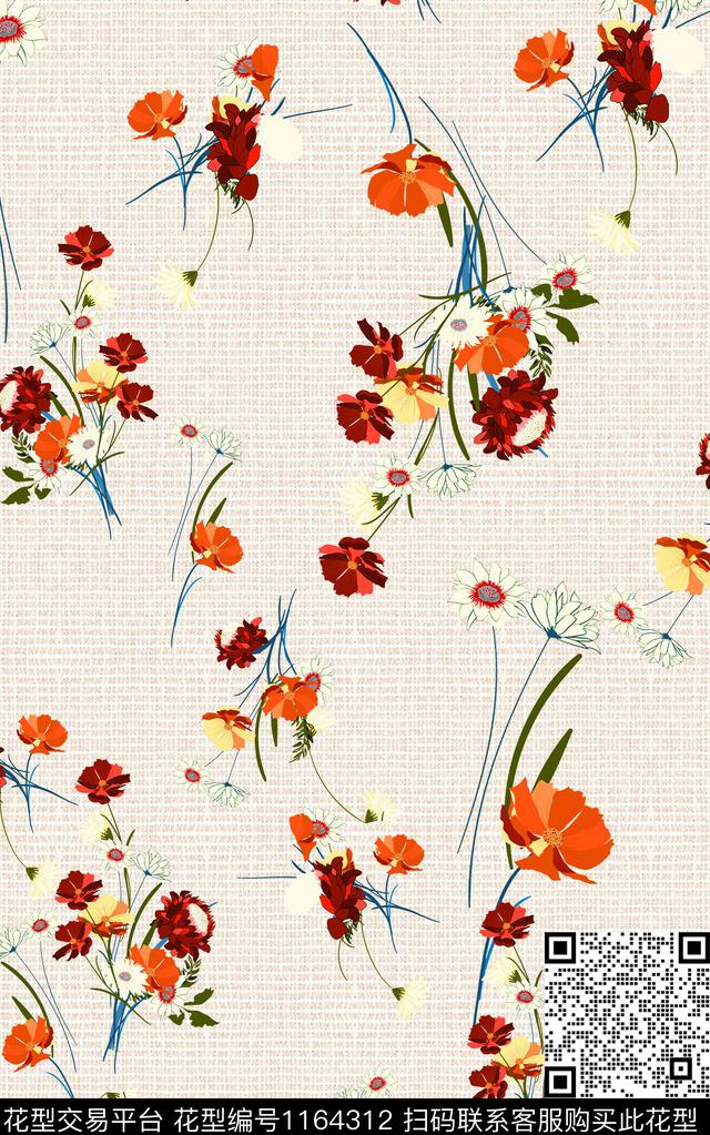 少女花卉小碎花数码印花华亿平台下载（图片编号: 1164312） - 瓦栏（Walan）