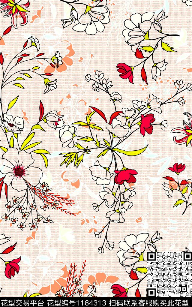 少女花卉小碎花数码印花华亿平台下载（图片编号: 1164313） - 瓦栏（Walan）