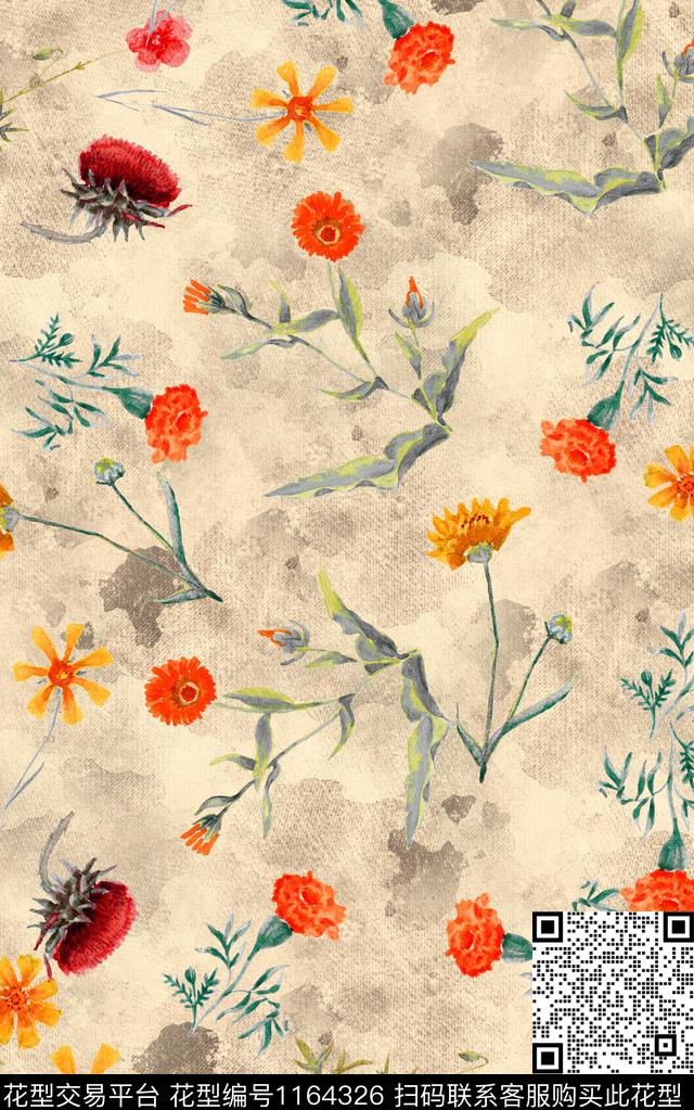 少女花卉小碎花数码印花华亿平台下载（图片编号: 1164326） - 瓦栏（Walan）