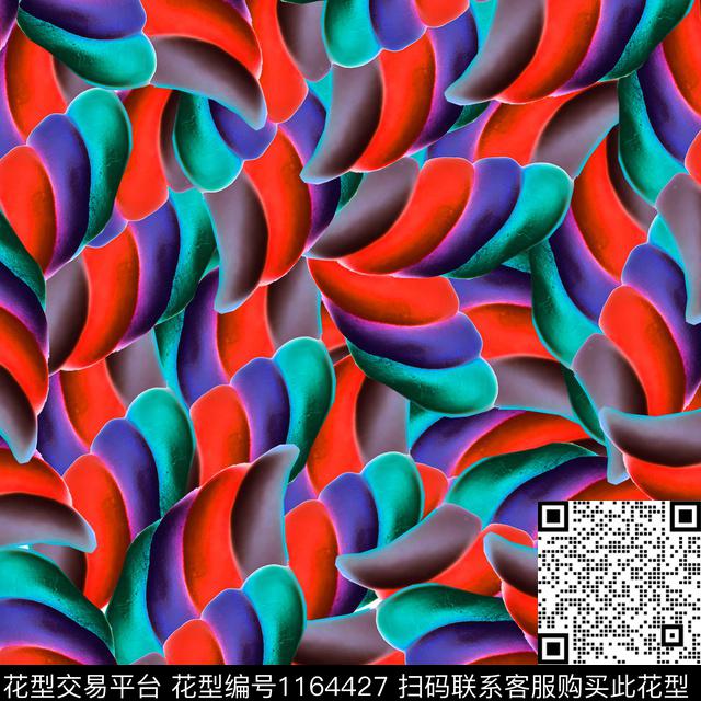 抽象几何水彩花卉传统印花华亿平台下载（图片编号: 1164427） - 瓦栏（Walan）