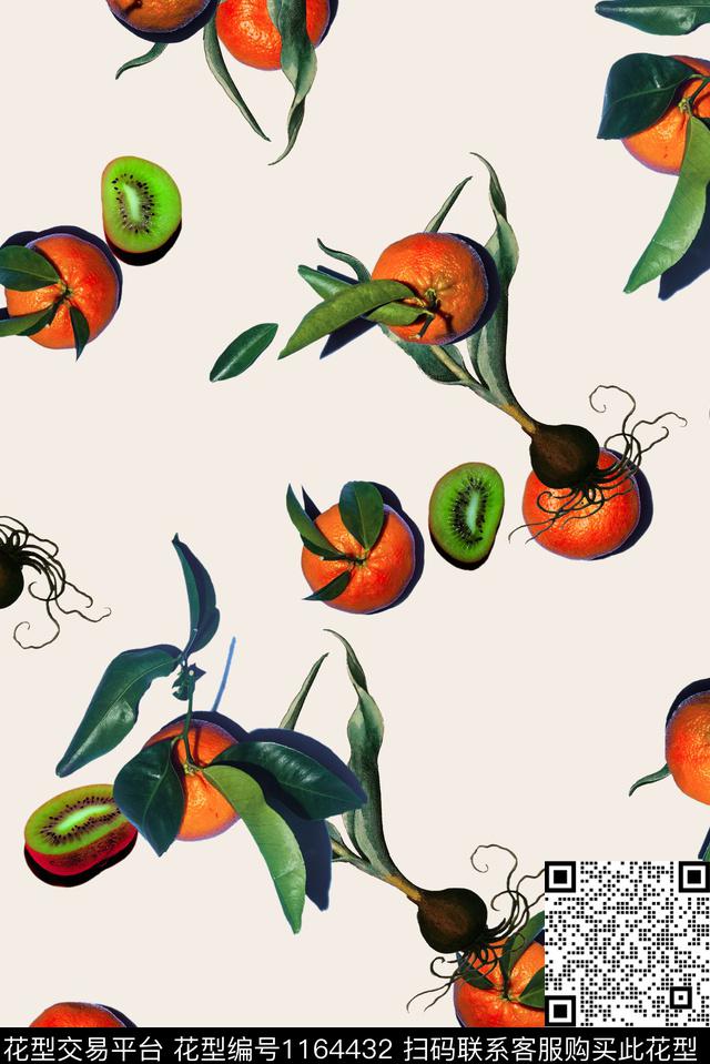 绿植树叶趣味水果印花俏皮水果印花数码印花华亿平台下载（图片编号: 1164432） - 瓦栏（Walan）