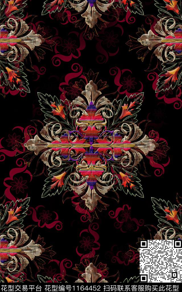 几何女装花卉数码印花华亿平台下载（图片编号: 1164452） - 瓦栏（Walan）