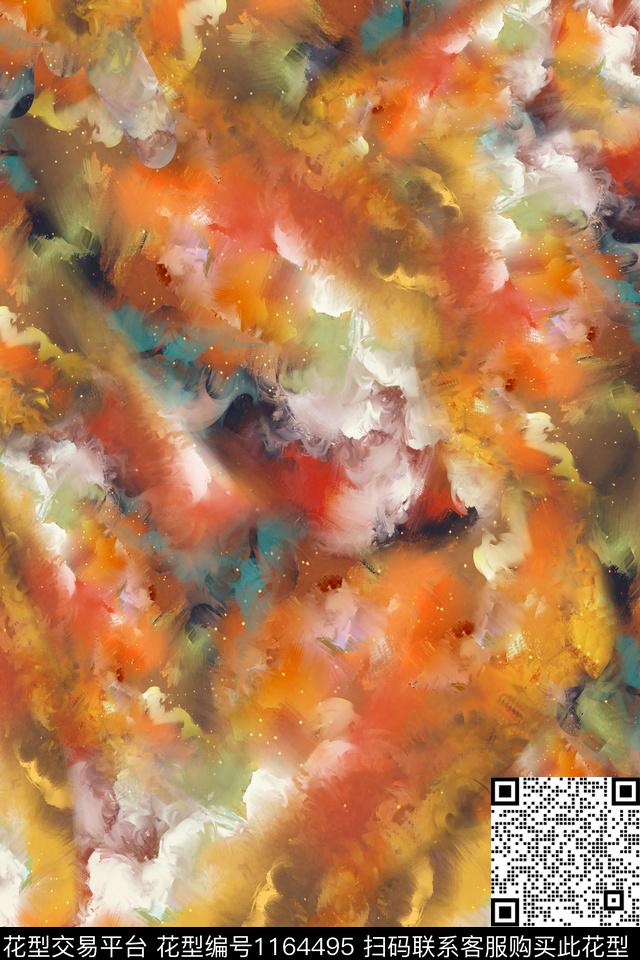 涂鸦抽象数码印花华亿平台下载（图片编号: 1164495） - 瓦栏（Walan）