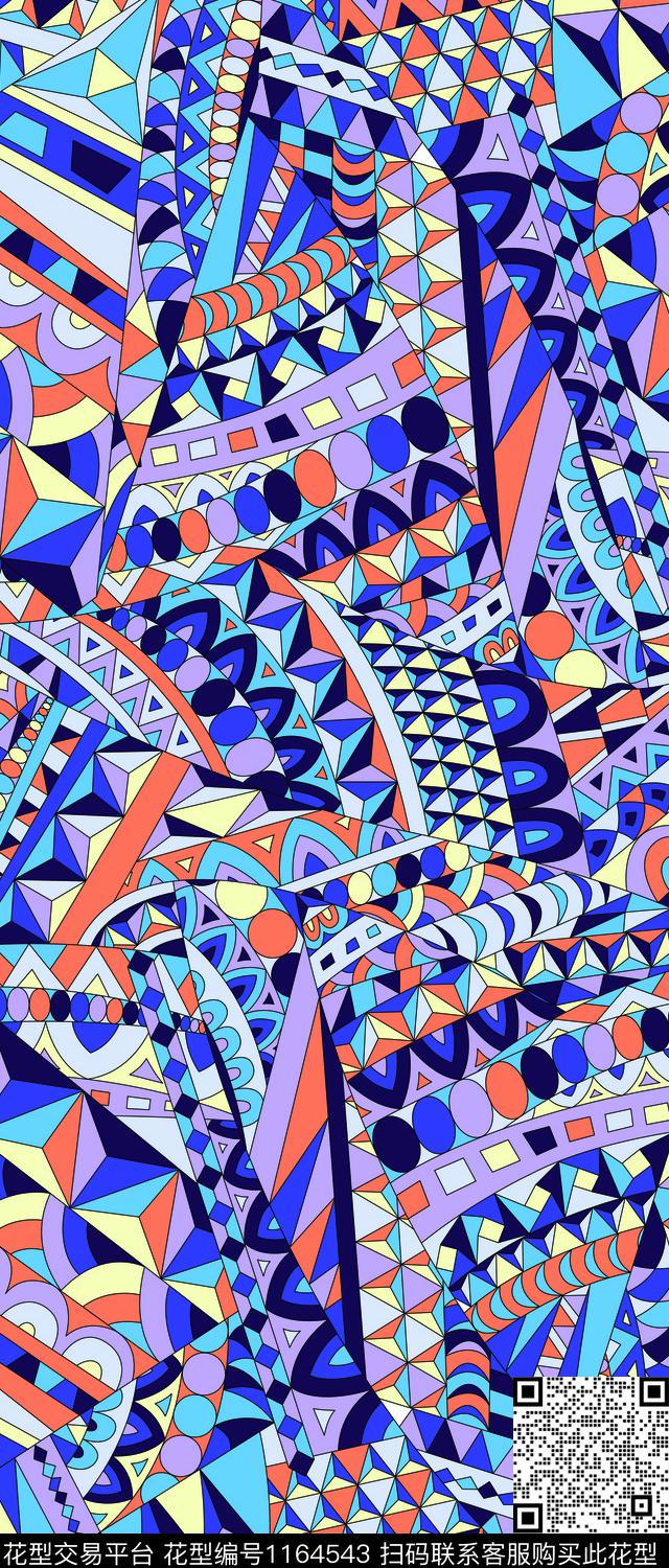 格子几何大牌风传统印花华亿平台下载（图片编号: 1164543） - 瓦栏（Walan）