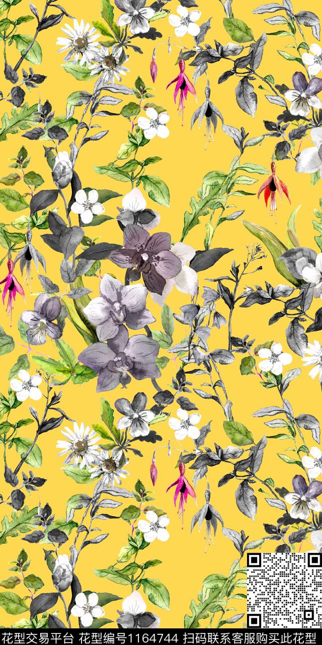 花卉绿植树叶数码华亿平台数码印花华亿平台下载（图片编号: 1164744） - 瓦栏（Walan）