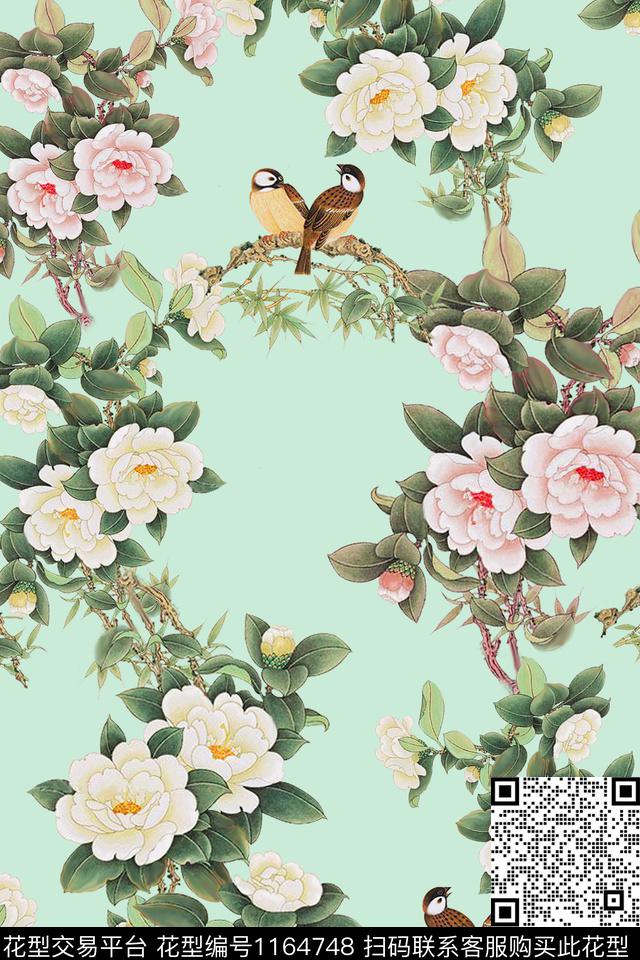 小清新女装花卉数码印花华亿平台下载（图片编号: 1164748） - 瓦栏（Walan）
