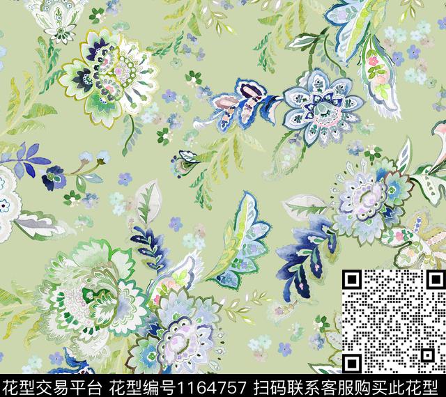 春夏华亿平台大牌风佩斯利数码印花华亿平台下载（图片编号: 1164757） - 瓦栏（Walan）