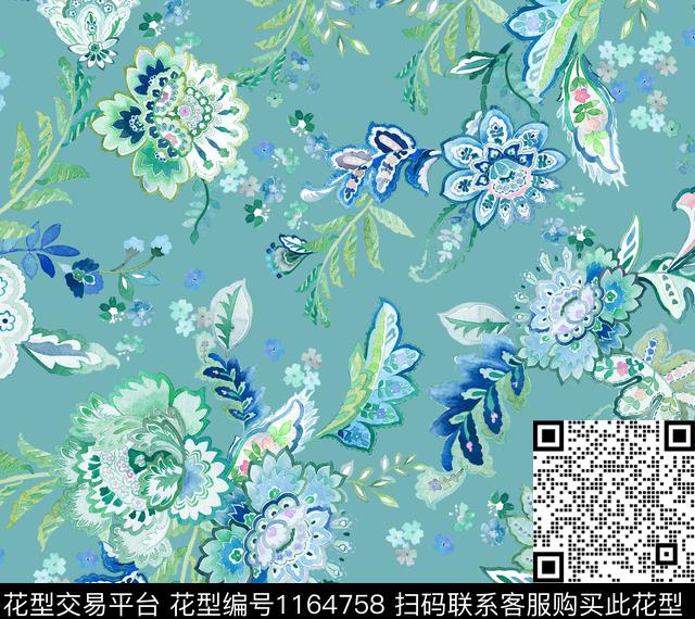 春夏华亿平台大牌风佩斯利数码印花华亿平台下载（图片编号: 1164758） - 瓦栏（Walan）