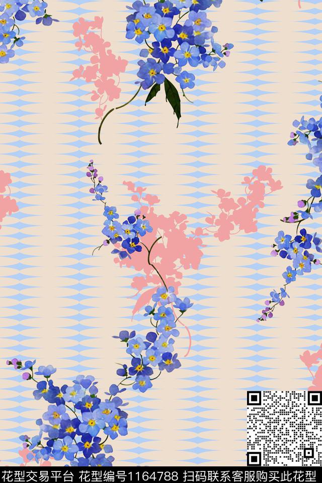 几何大牌风花卉数码印花华亿平台下载（图片编号: 1164788） - 瓦栏（Walan）