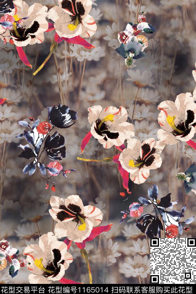 大牌风花卉数码华亿平台数码印花华亿平台下载（图片编号: 1165014） - 瓦栏（Walan）