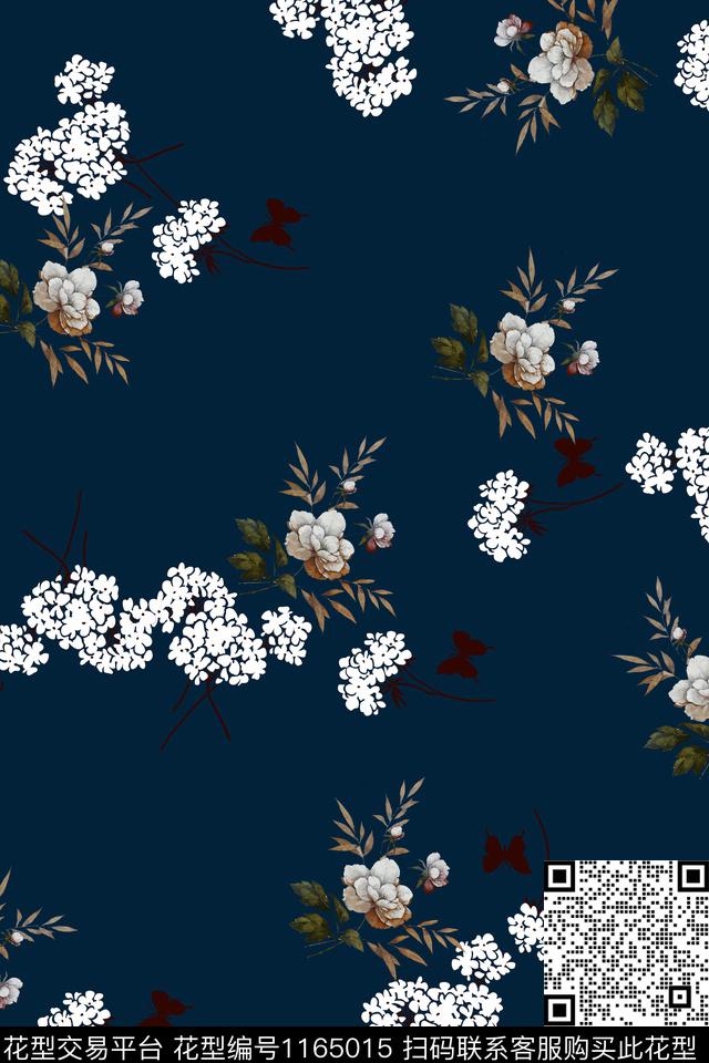 大牌风花卉线条花卉数码印花华亿平台下载（图片编号: 1165015） - 瓦栏（Walan）