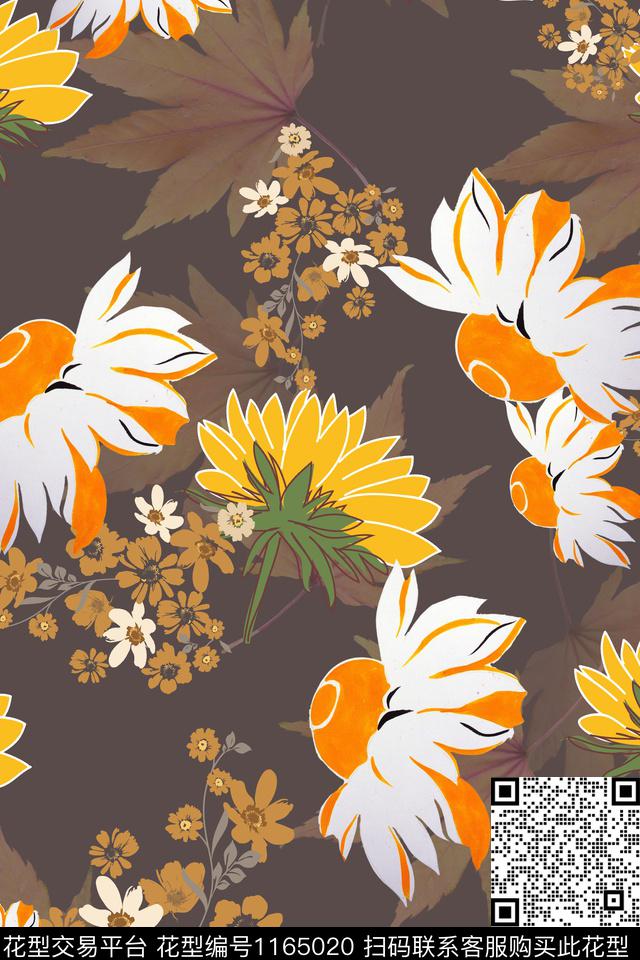 大牌风植物花卉数码印花华亿平台下载（图片编号: 1165020） - 瓦栏（Walan）