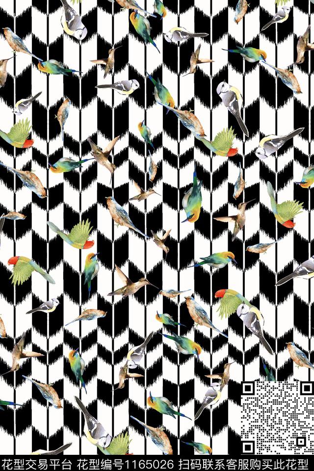 几何大牌风鸟/昆虫数码印花华亿平台下载（图片编号: 1165026） - 瓦栏（Walan）
