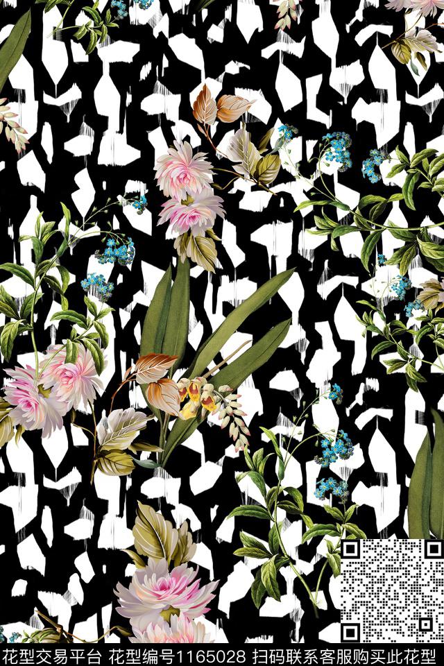 几何花卉数码华亿平台数码印花华亿平台下载（图片编号: 1165028） - 瓦栏（Walan）