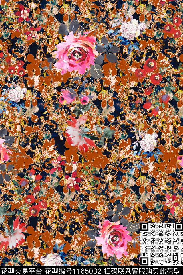 抽象花卉数码华亿平台数码印花华亿平台下载（图片编号: 1165032） - 瓦栏（Walan）