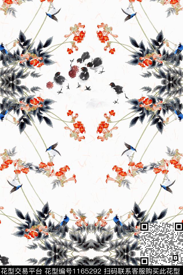 水墨风炫彩中国风数码印花华亿平台下载（图片编号: 1165292） - 瓦栏（Walan）