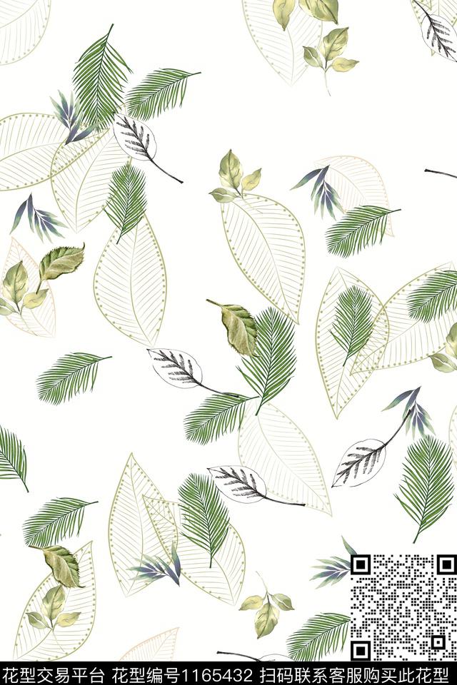 大牌风绿植树叶热带华亿平台数码印花华亿平台下载（图片编号: 1165432） - 瓦栏（Walan）