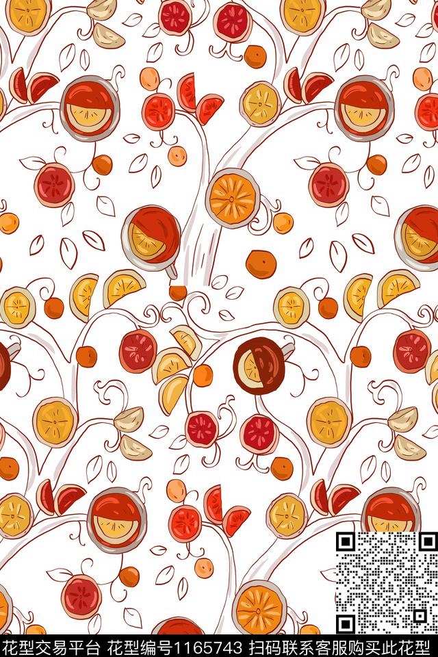 手绘水果卡通数码印花华亿平台下载（图片编号: 1165743） - 瓦栏（Walan）