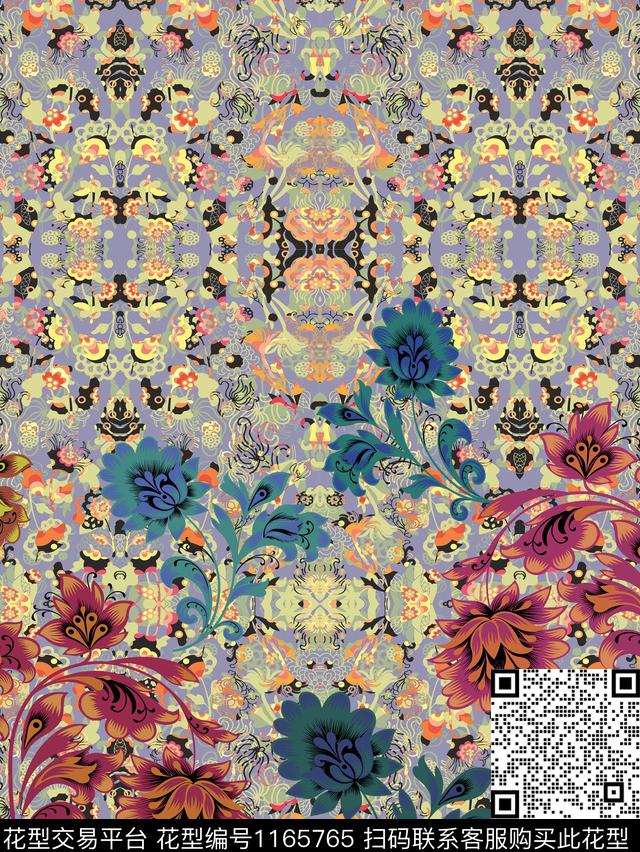 大牌风花卉数码华亿平台数码印花华亿平台下载（图片编号: 1165765） - 瓦栏（Walan）